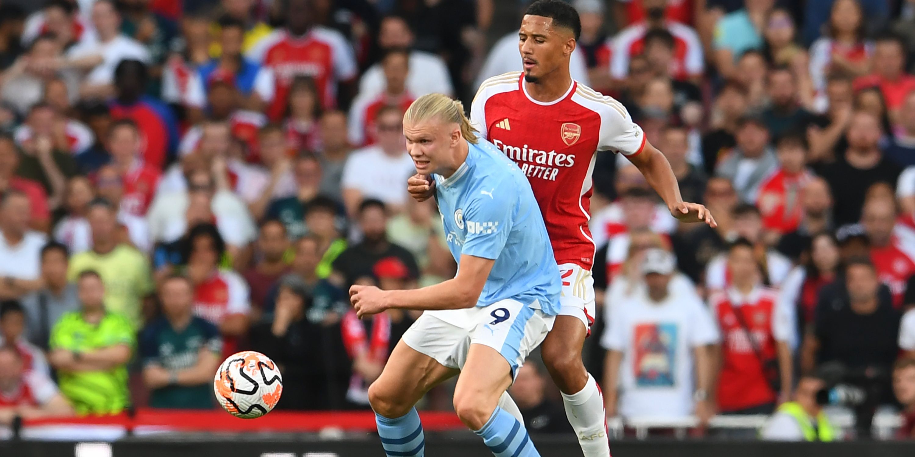 Eye-opening clip of Arsenal defender William Saliba vs Man City striker Erling Haaland goes viral