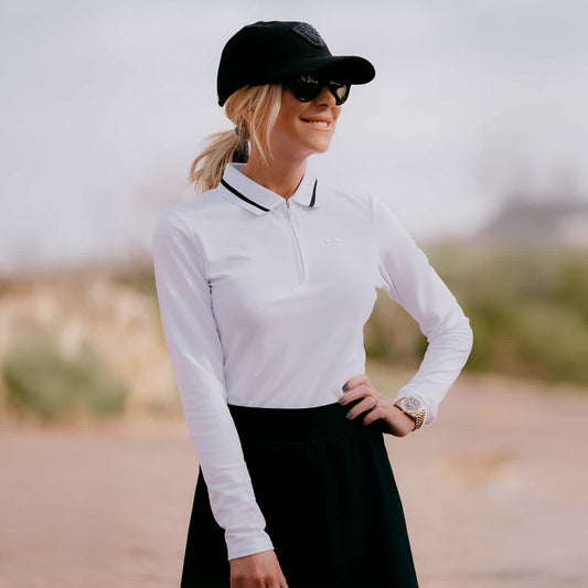 Women's Terry Cloth 1/4 Zip Long Sleeve Polo - PXG